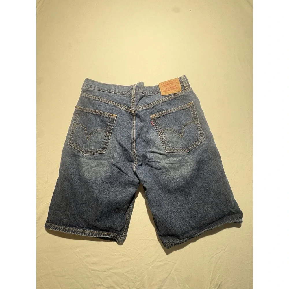 Levis 569 Jean Shorts Mens 36 Blue Loose Fit Straight Denim Light Wash 11